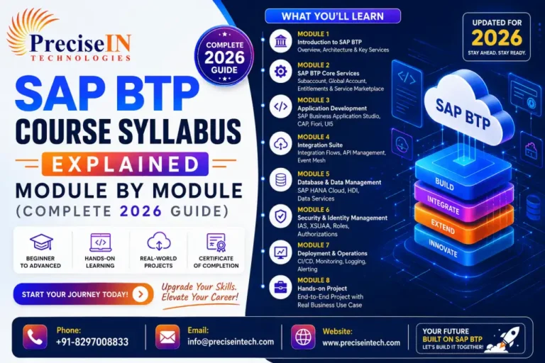 SAP BTP Course Syllabus Explained Module by Module with SAP BTP Training in Hyderabad by PreciseIN Technologies